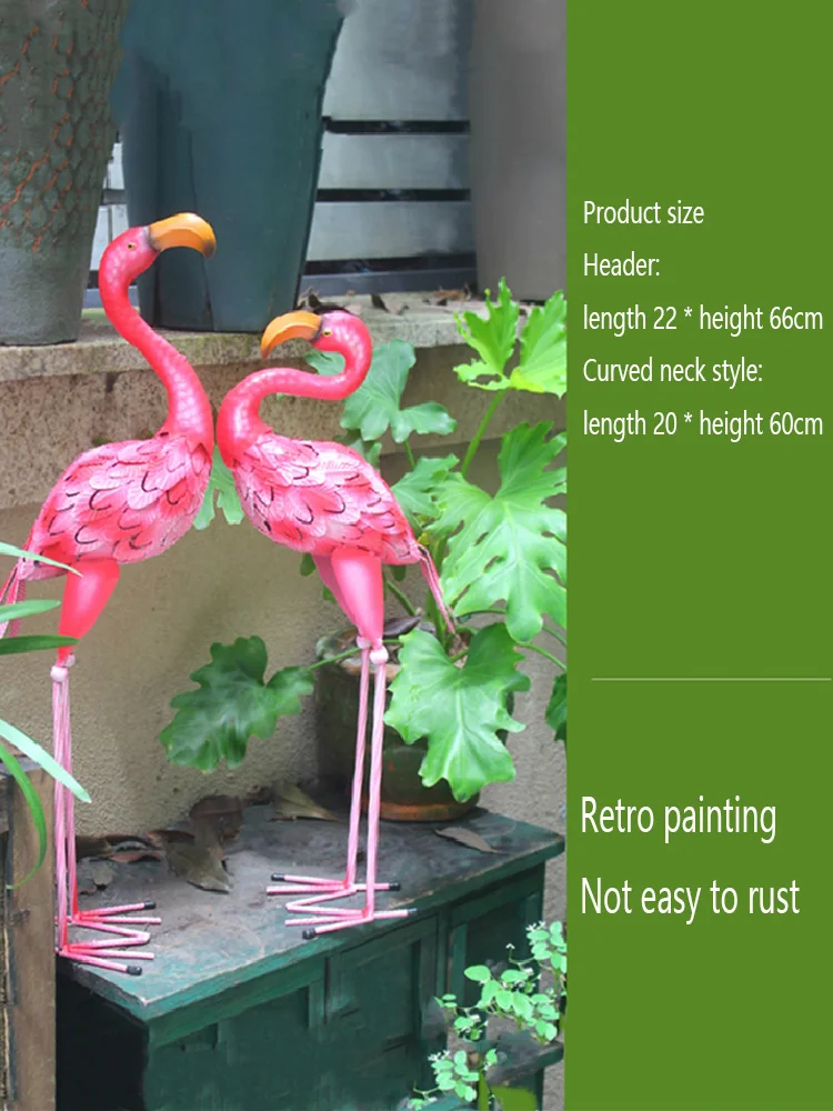 Yard Garden Accessories Metal Flamingo Ornaments Simulated Animal Garden Landscape Decoration Large Garden Statue Bird Figurine