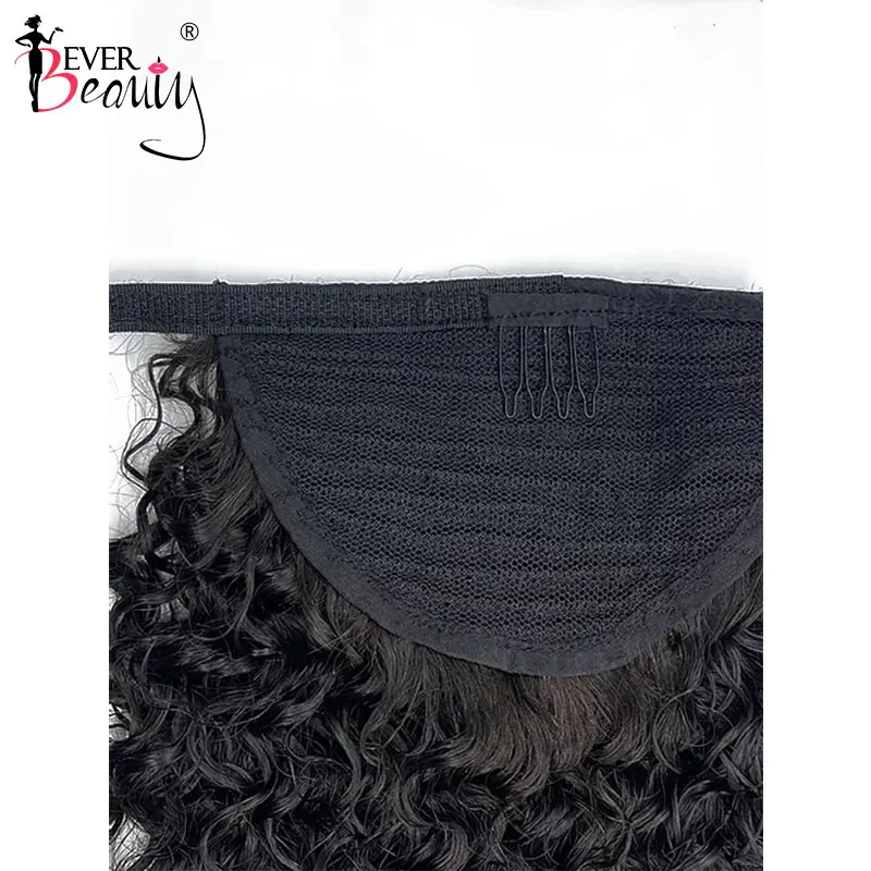 3B 3C Ponytail Human Hair Brazilian Kinky Curly Wrap Around Drawstring Ponytail Clip In Extensions Hair Bundles Ever Beauty Remy