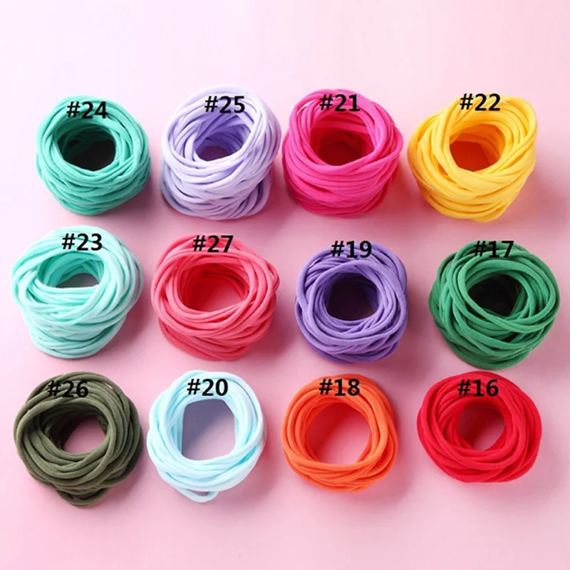 Baby Girls Soft Nylon Headband Accessories Kids Nylon Elastic Supplies Baby Solid Color Nylon Band Hot Sale Tan Elastic