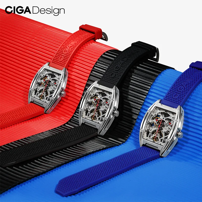 Imagem -02 - Ciga Design-pulseira de Relógio de Silicone Impermeável Pulseira de 22 mm Relógio Mecânico Automático Alimentício Fivela de Aço Inoxidável