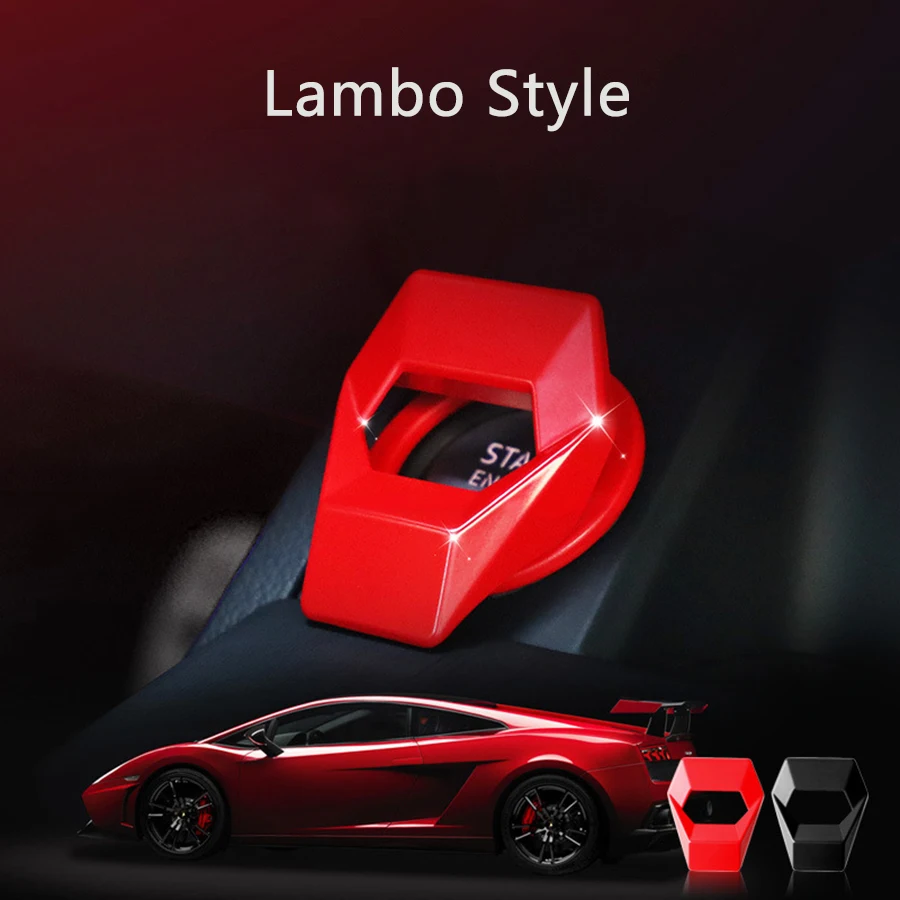 Universal Lambo Style Aluminum Alloy Engine Start Stop Switch Accessories Key Decor Button Trim Cover Red For BMW VW FORD AUDI