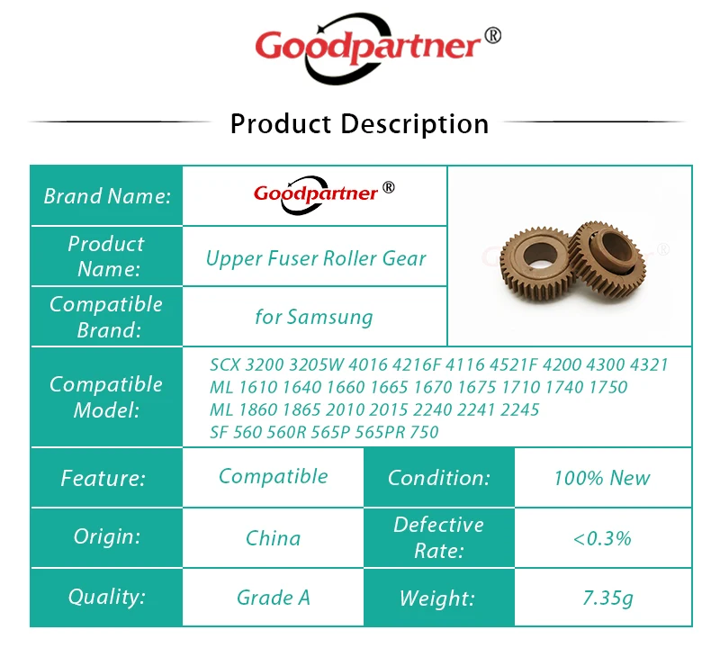 10X JC66-00564A 007N01205 Fuser Upper Heat Roller Gear for SAMSUNG SCX 3200 3205 4016 4116 4200 4216 4300 4316 4321 4521 SF560