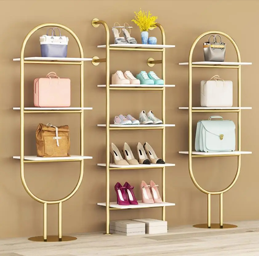 Clothing store shoe rack display shelf bag rack wall multi layer creative shelf store shelf