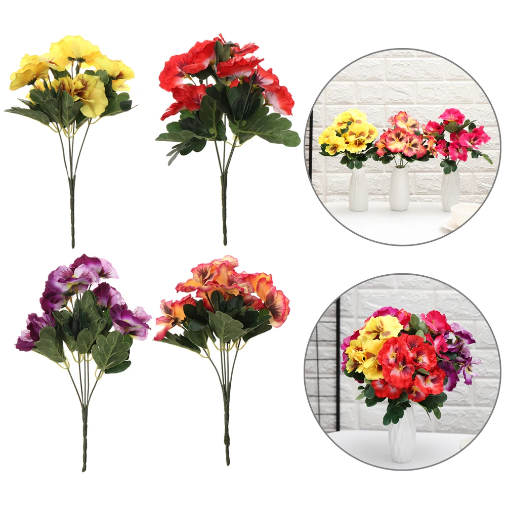 10 Head/Bunch Artificial Silk Bouquet Pansy Flower Party Home Room Simulation Plant Bunch Decoration Eternal Flowers