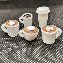 Cute Resin White 3D Coffee Cup Bottle Imitation Food Drink Miniature Art Supply DIY Dollhouse Decoration Charm Craft