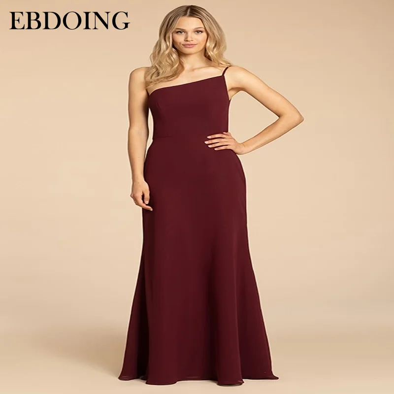 Newest Bridesmaid Dresses  A-line Robe De Soiree Floor-length Sleeveless One Shoulder Spaghetti Straps Wedding Party Gowns