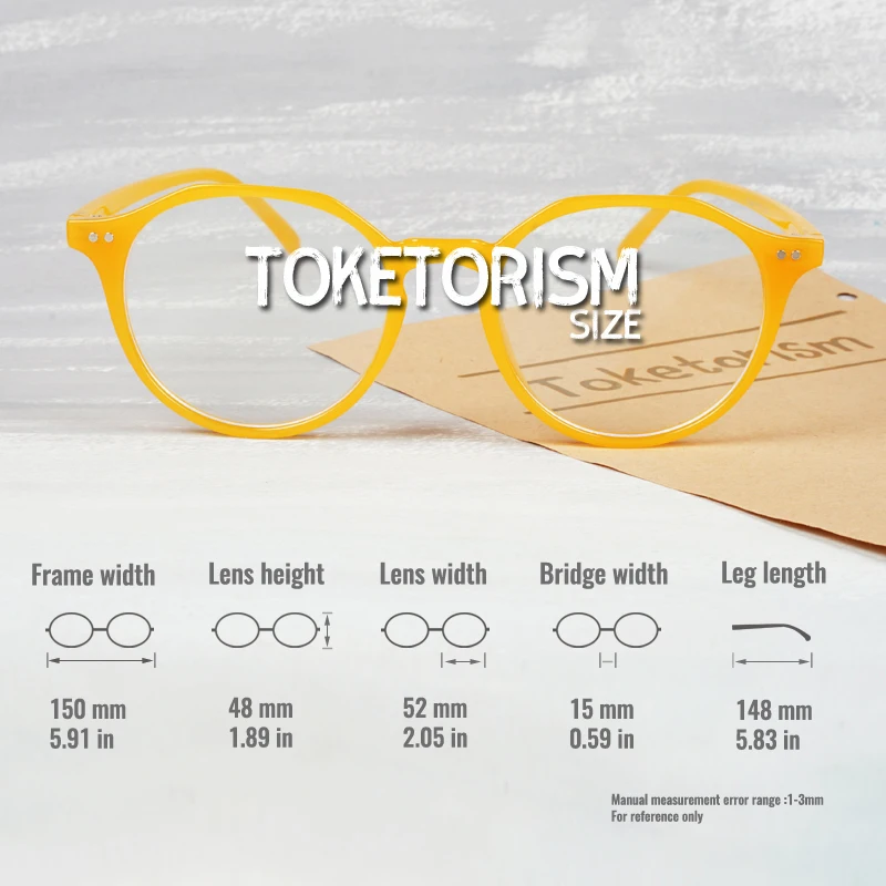 Toketorism Trendy Yellow Frame Oversized Anti Blue Glasses Woman Man Blue Light Blocking Eyeglasses