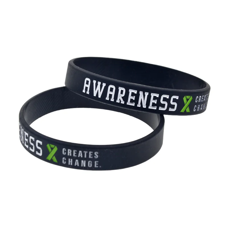 

50 Pcs Liver Cancer Awareness Creates Change Silicone Bracelet Motivational Rubber Wristband Adult Size