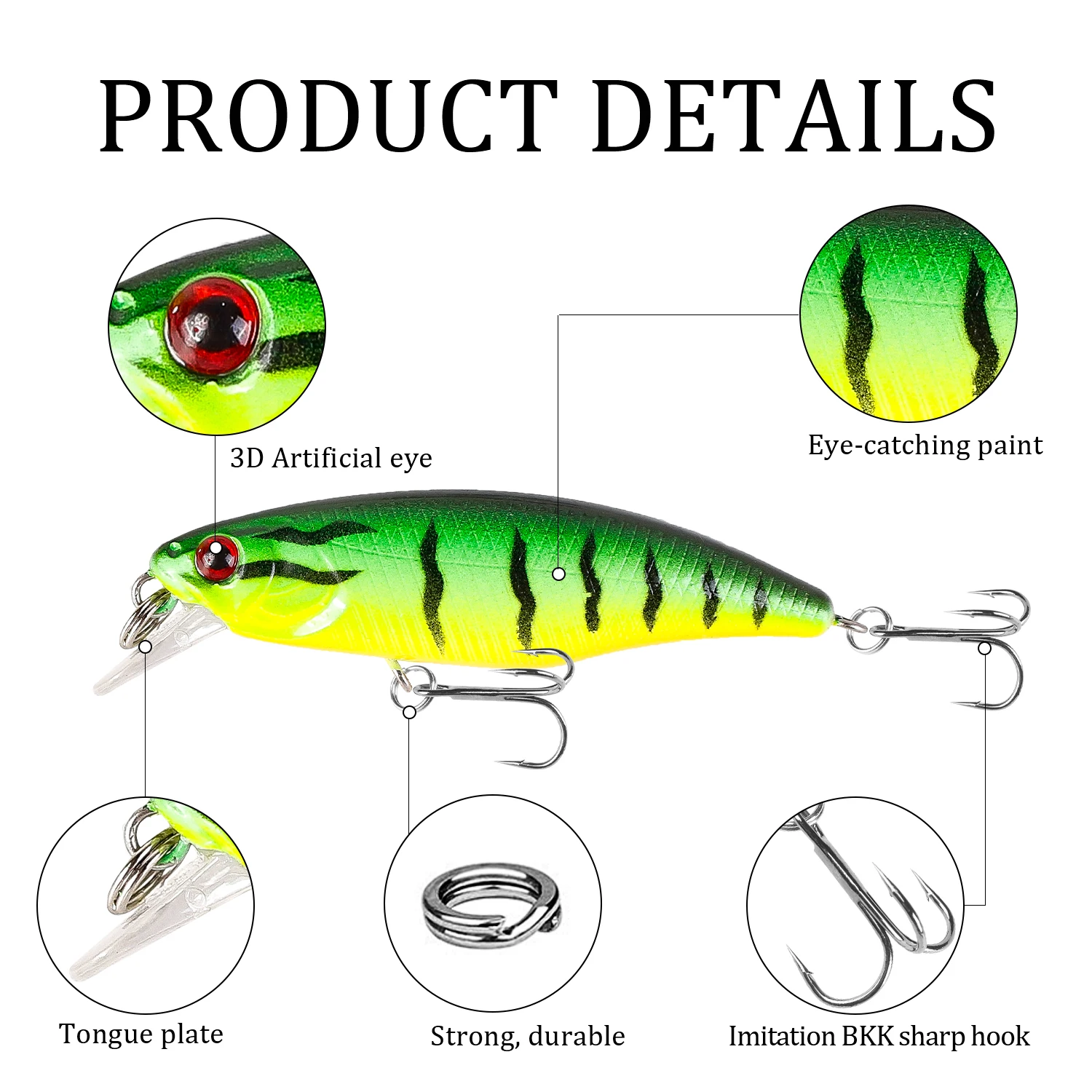 1Pcs Mini Sinking Minnow Fishing Lure 5.5cm 4.5g Artificial Hard Bait 3D Eyes Crankbait Bass Pike Wobblers Pesca Fishing Tackle