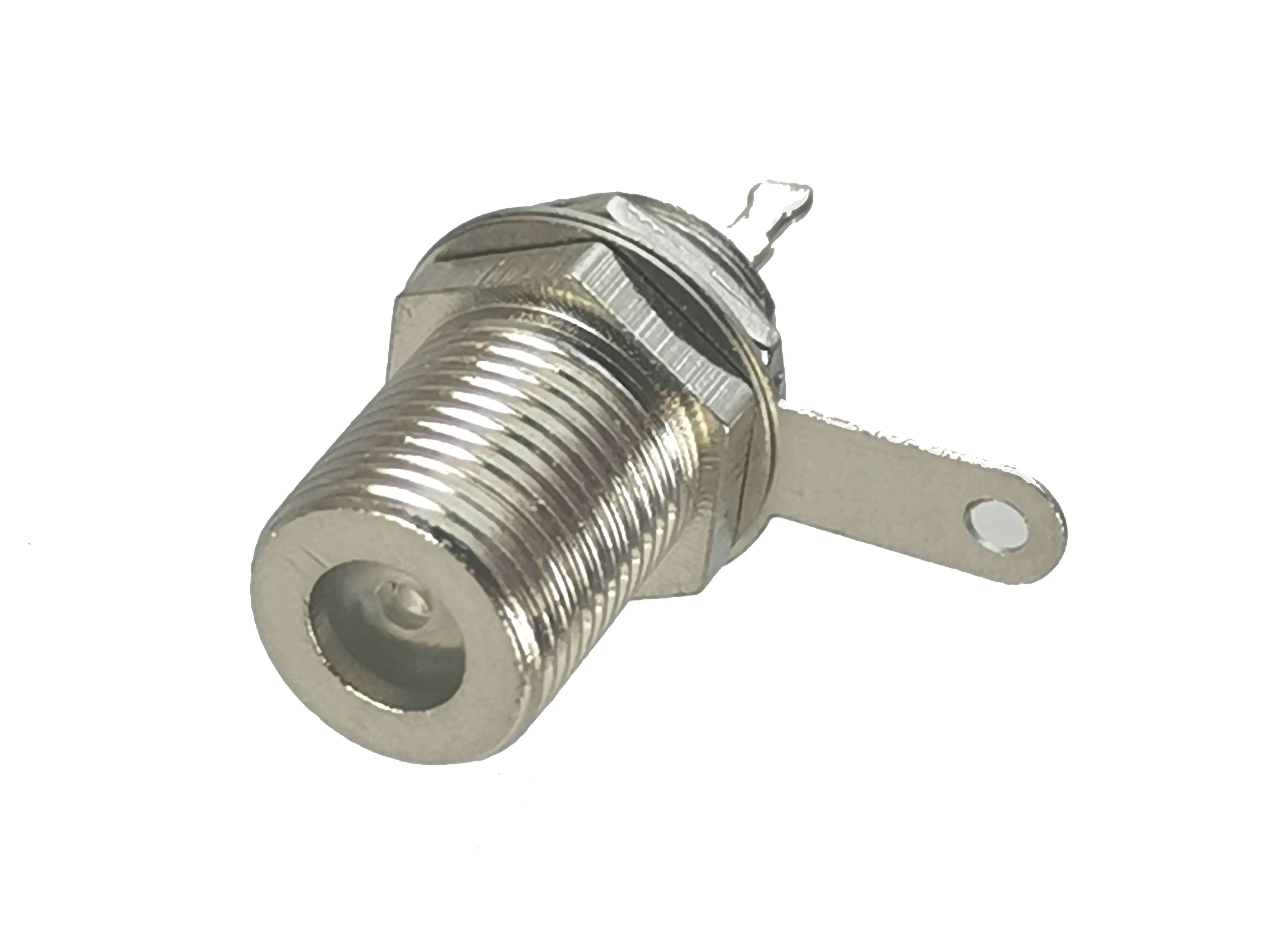 1pcs Connector F TV female jack nut bulkhead solder cup deck mount straight