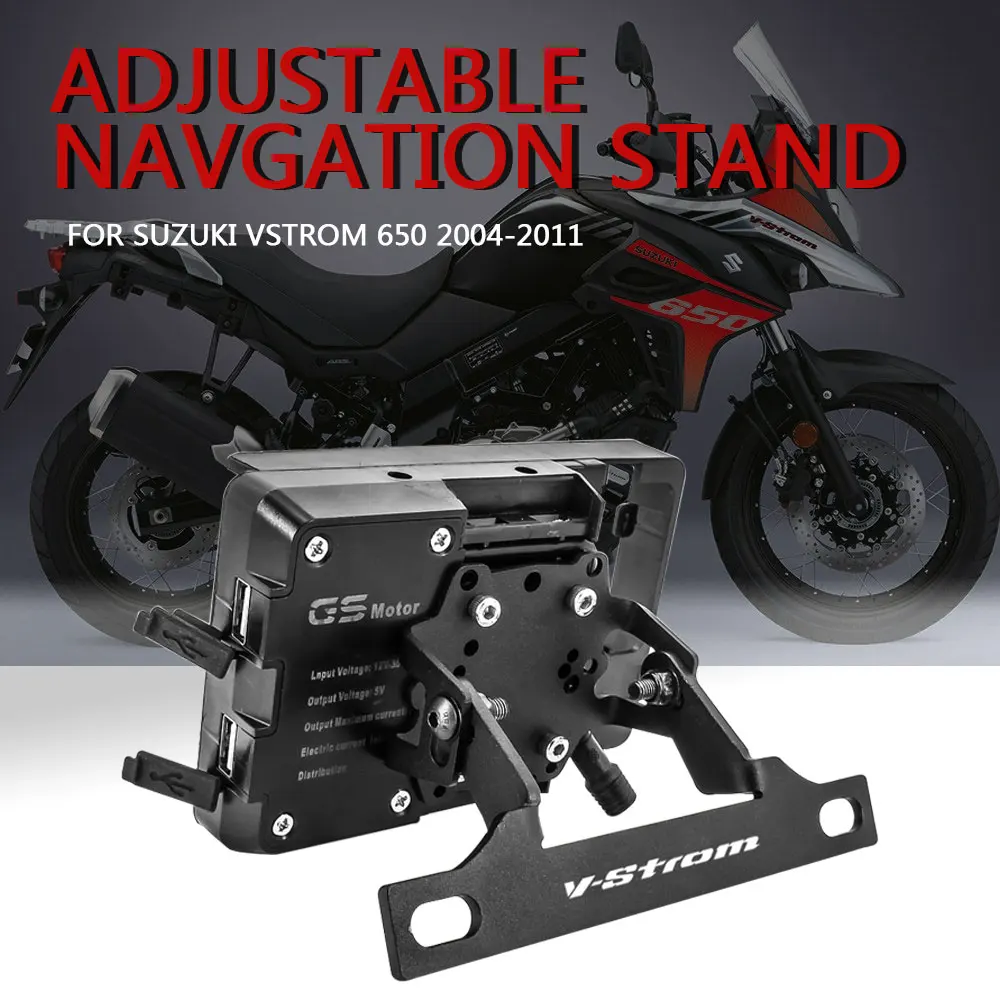 Motorcycle Front Phone Stand Holder Smartphone Phone GPS Navigaton Plate Bracket For SUZUKI VSTROM 650 YEAR UNTIL 2004-2011