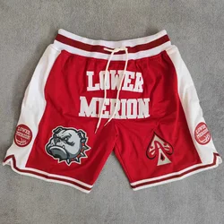 MM MASMIG Maroon Lower Merion High School Basketball Shorts Embroideried Bryant Street Style Training Pants