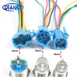 16mm 19mm 22mm metal push button socket wiring 5 wires 6 wires stable lamp light button Terminals base