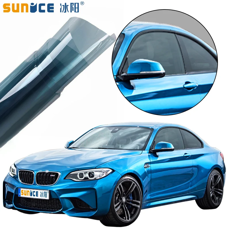 SUNICE Car Side/Front Window Foils Clear Blue VLT65% Solar Heat Control Protection Automobile Windshield Sticker Tinting Films