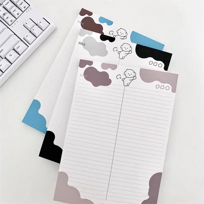 Cartoon Cute Marshmallow Puppy Memo Pad B5 Korean Ins Student Word Book Notebook Grid Horizontal Line 30sheets Kawaii Stationery