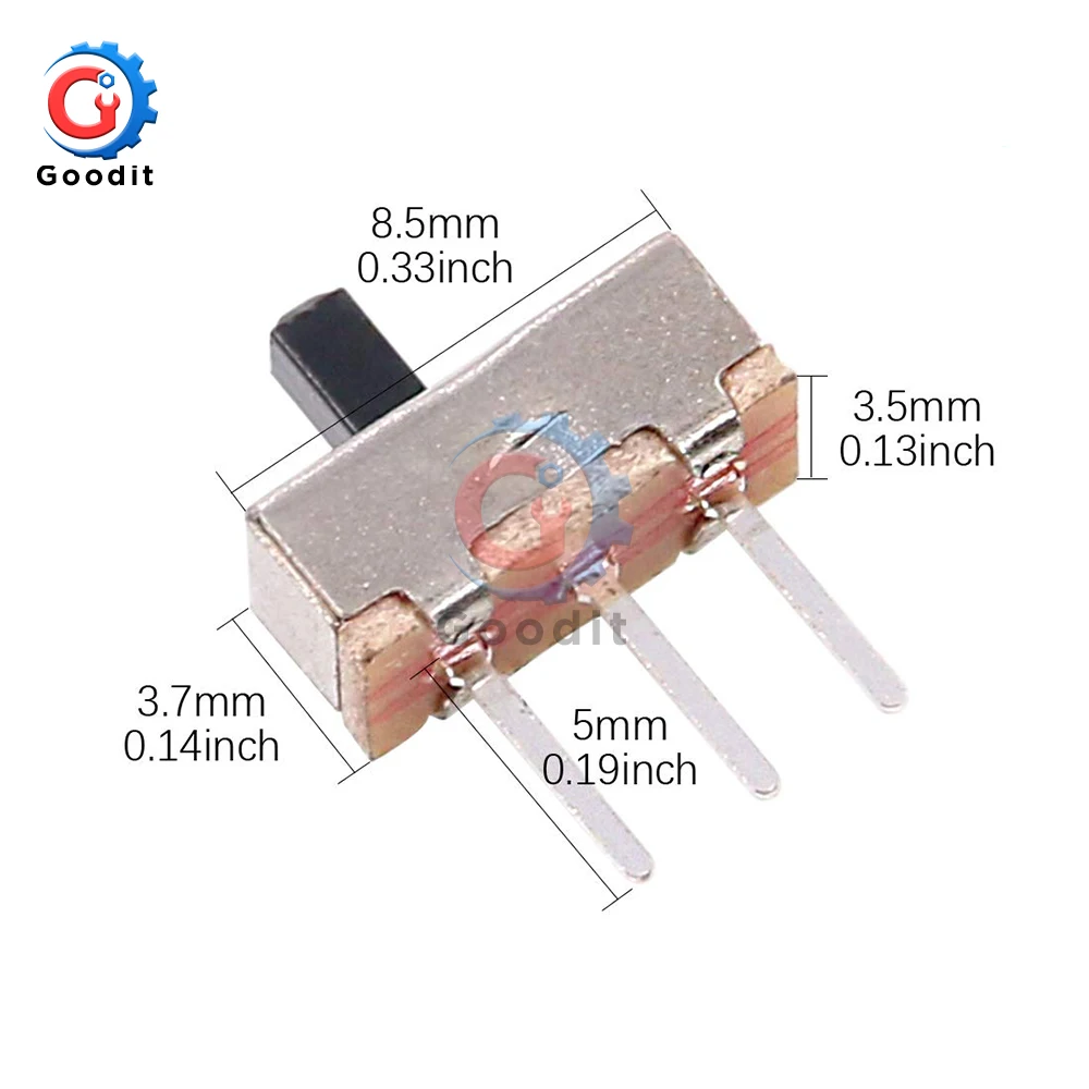 20Pcs SS12D00G3 Slide Switch 2 Position SPDT 1P2T 3Pin PCB Panel Mini Vertical Toggle Switches For DIY Electronic Accessories