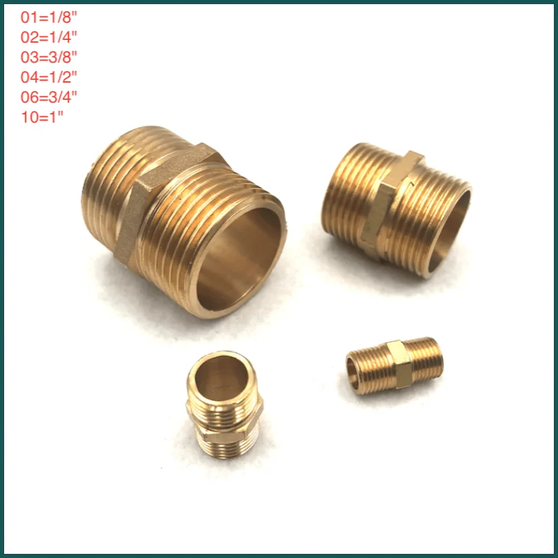 

1-15Pcs/Lot 1/8" 1/4" 3/8" 1/2" 3/4" 1" Brass Pipe Hex Nipple Fitting Quick Coupler Adapter BSP Thread Water Oil Gas Connector