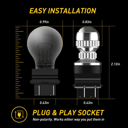 Imagen 2 del producto AUXITO 2 uds 3157 P27W bombillas LED DRL lámpara de marcha atrás 1200LM blanco Canbus rojo ámbar amarillo T25 3156 luz LED de freno de señal de giro para coche