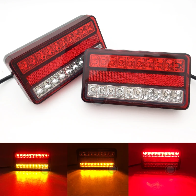 

2pcs 20 LED Taillights 12V Trailer Truck Lorry Stop Rear Tail Light Auto Car Signal Lamp Caution Indicator Fog Light