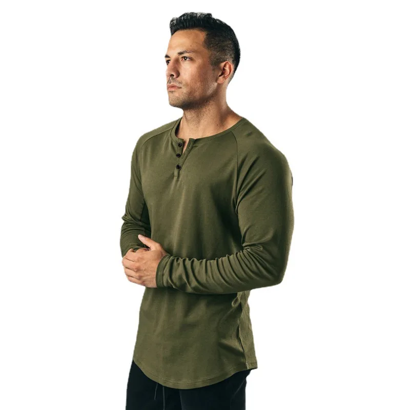 Autumn Sports long sleeve t-shirt men Gym clothing fitness t shirt fashion extend hip hop cotton bodybuilding muscle tshirt man