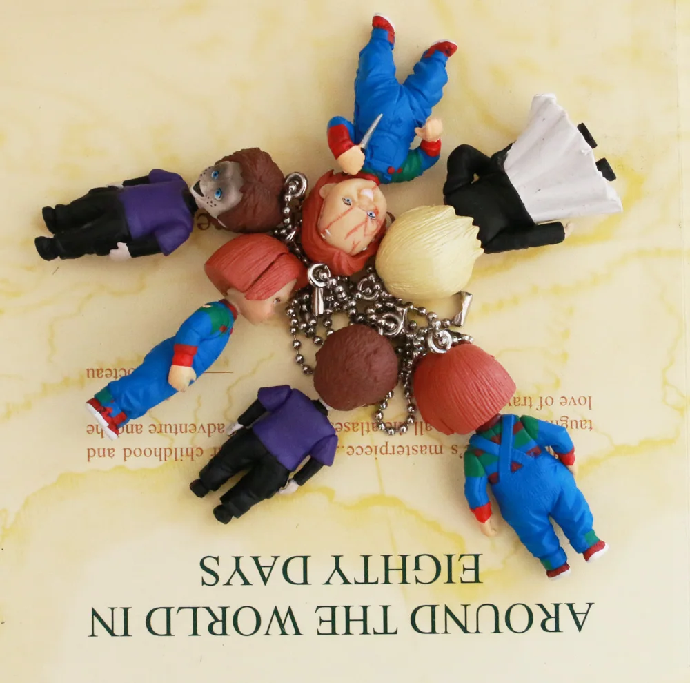 Classic Horror Film Good Guys Child\'s Play Bride of Chucky Chucky Tiffany Lovelly Bag Key Chain Figure Model Toys Gift