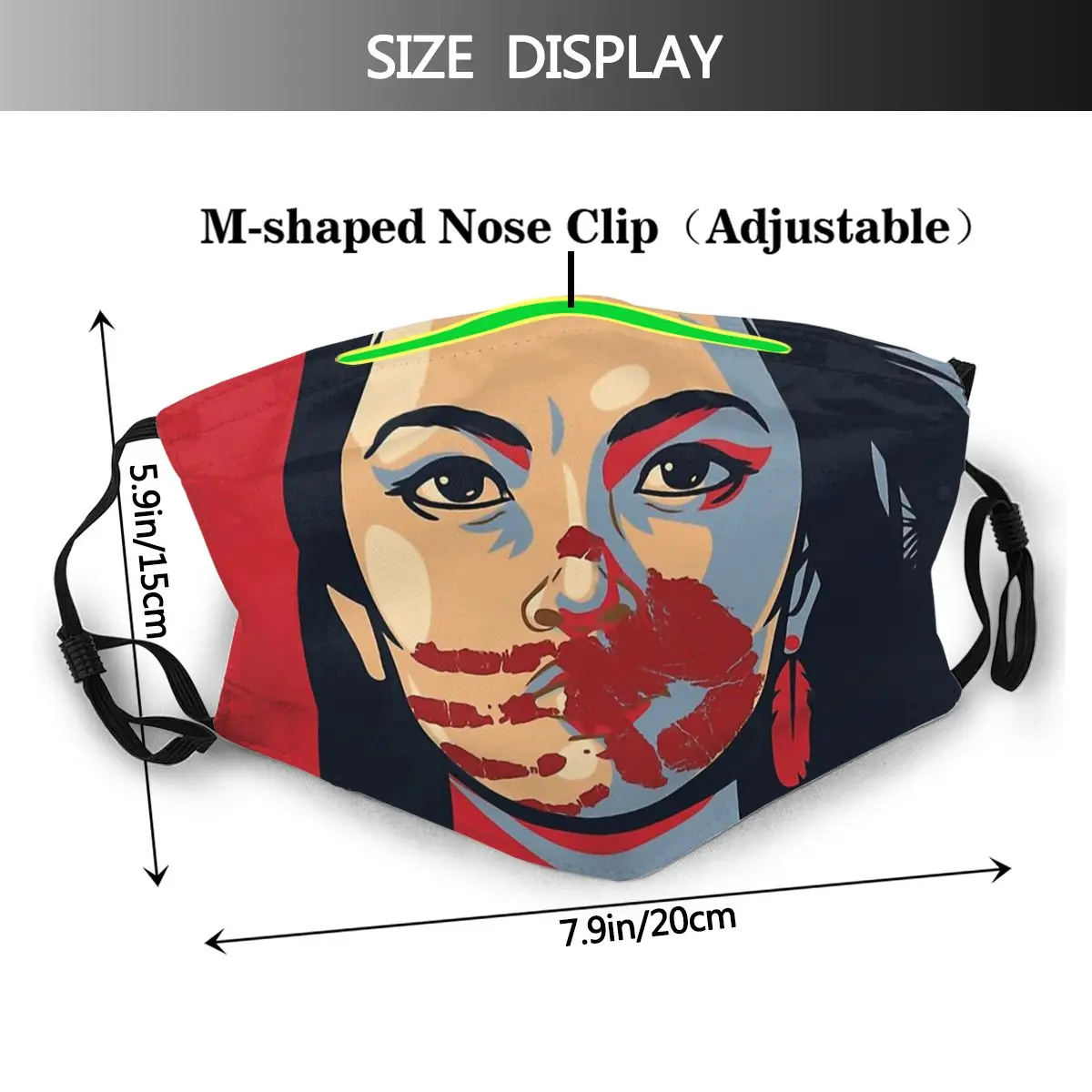 Canada Flag Funny Mask MMIW Awareness Native American Woman Artwork Face Shield Colored Decoration Washable Healthy With Filters