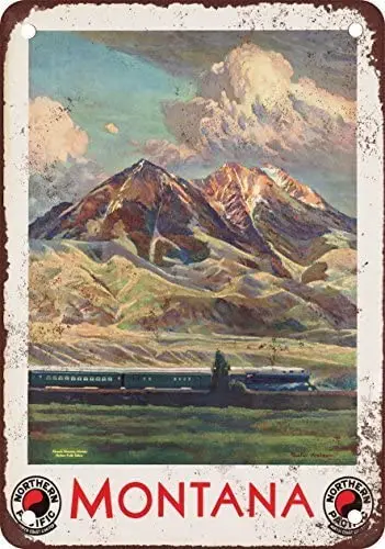 Kalynvi Montana Northern Pacific Railroad Vintage Look Reproduction Metal Tin Sign 12X8 Inches