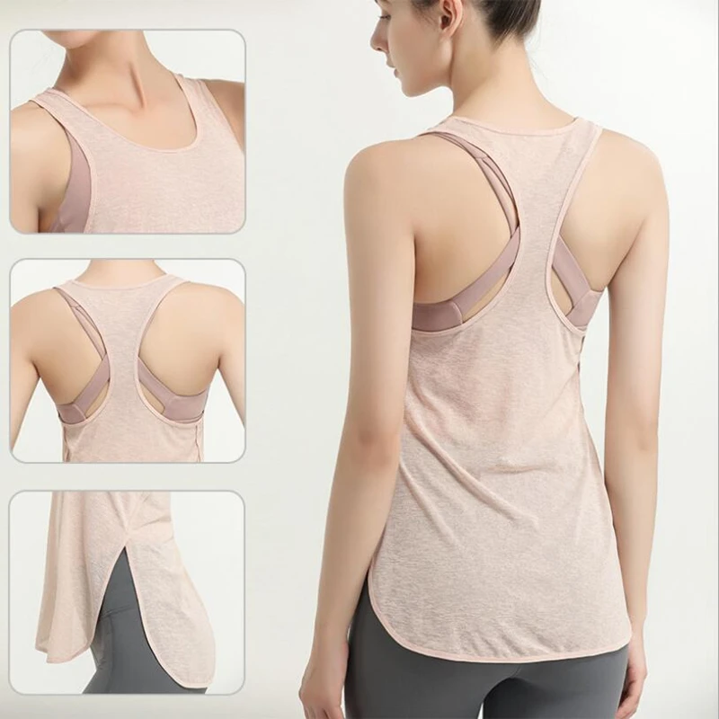 Summer Yoga Vest Woman Gym Fitness Sports Tank Top Running Clothing Breathable Blouses Femme Sleeveless Jogger Workout Shirts