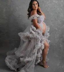 Prom Dress Off the Shoulder Maternity Gowns For Photoshoot Custom Made Boudoir Lingerie Bathrobe Nightwear Pregnancy Gowns