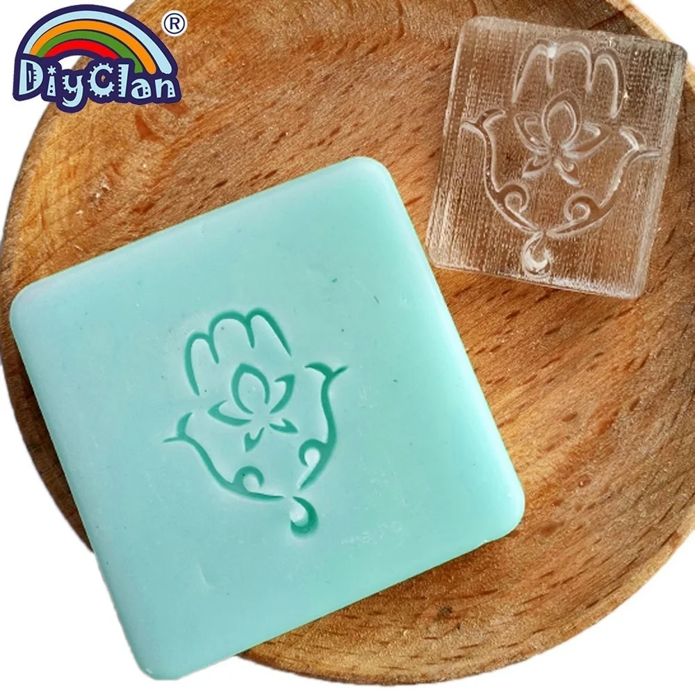 Hamsa Handmade Soap Making Stamp Lotus Natural Clear DIY Natural Organic Glass Soap Seal Buddhism Pattern Acrylic Chapters