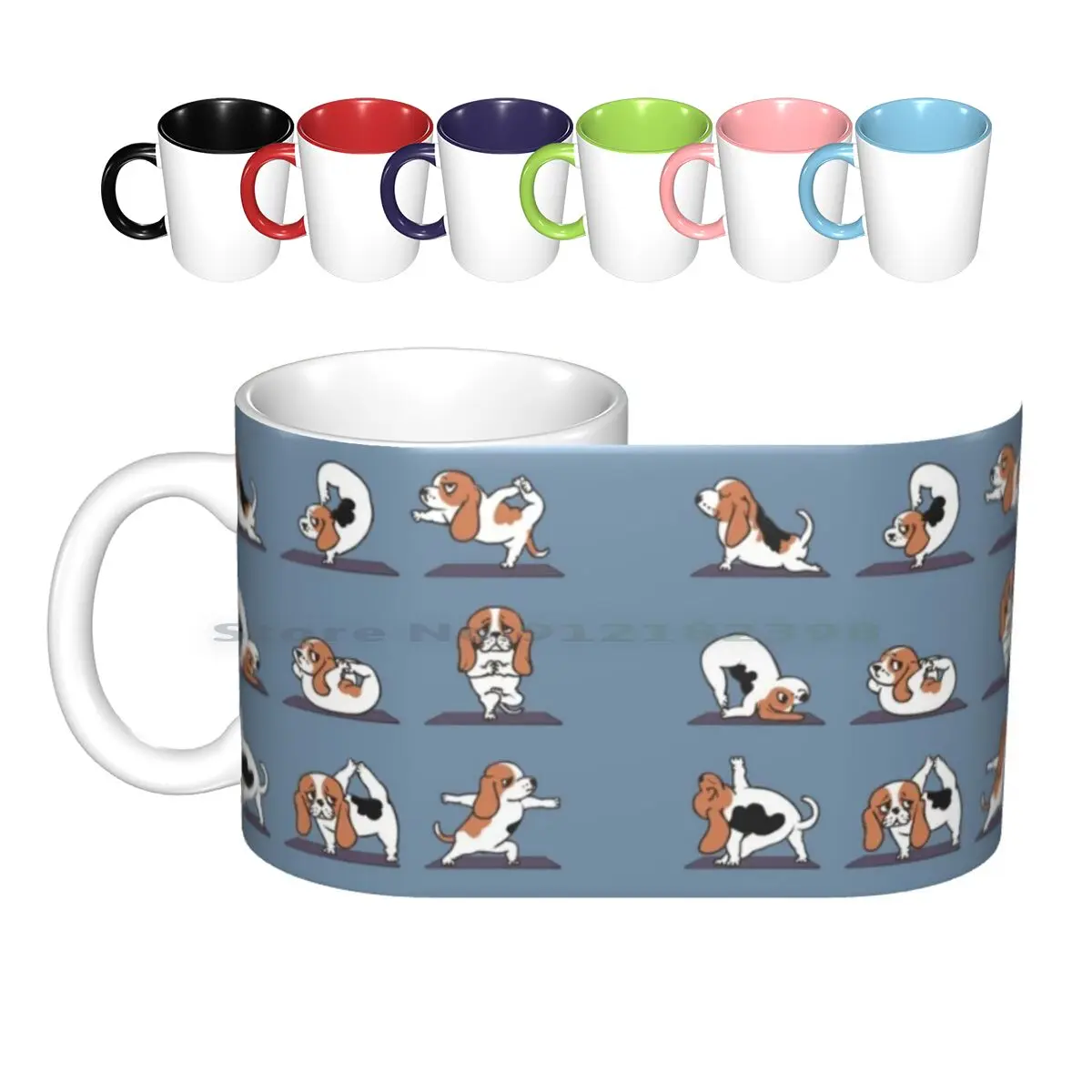 Basset Hound Yoga Ceramic Mugs Coffee Cups Milk Tea Mug Basset Hound Yoga Creative Trending Vintage Gift Bottle Cup