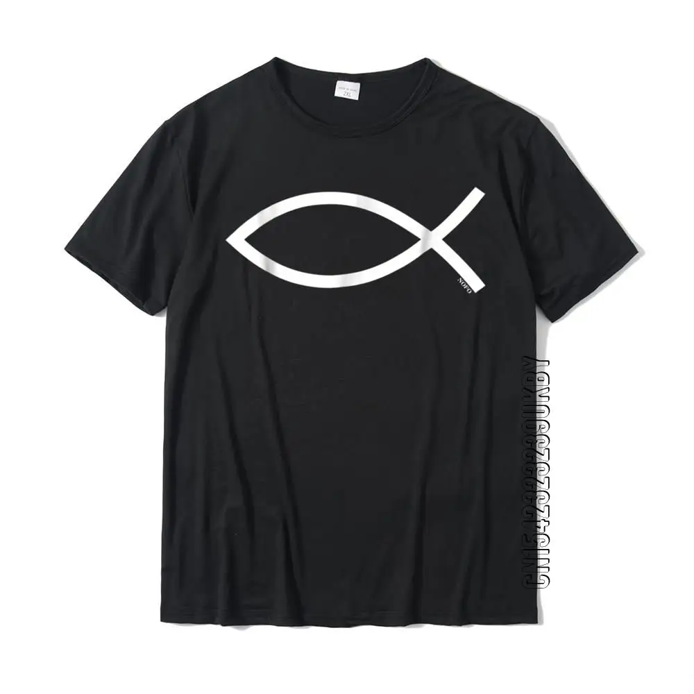 Ichthys Ichthus Christian Symbol Jesus Fish T-Shirt On Sale Design Top T-Shirts Cotton Men Tops Tees Simple