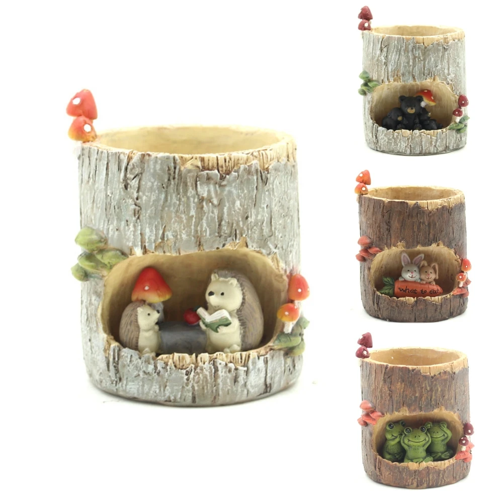 

Stump Plant Pot Resin Animal Story Pot Garden Home Decoration Resin Flower Pot