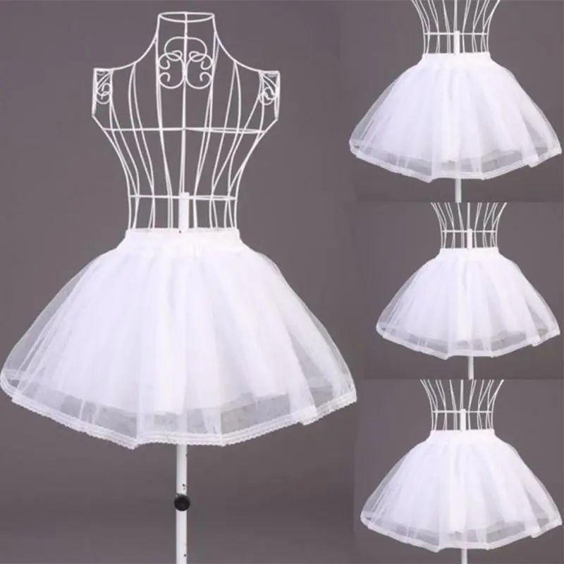 Women Girls Double Layers Solid Color Short Tulle Petticoats Elastic Waistband A Line Mesh Underskirt Crinolines For Dropship