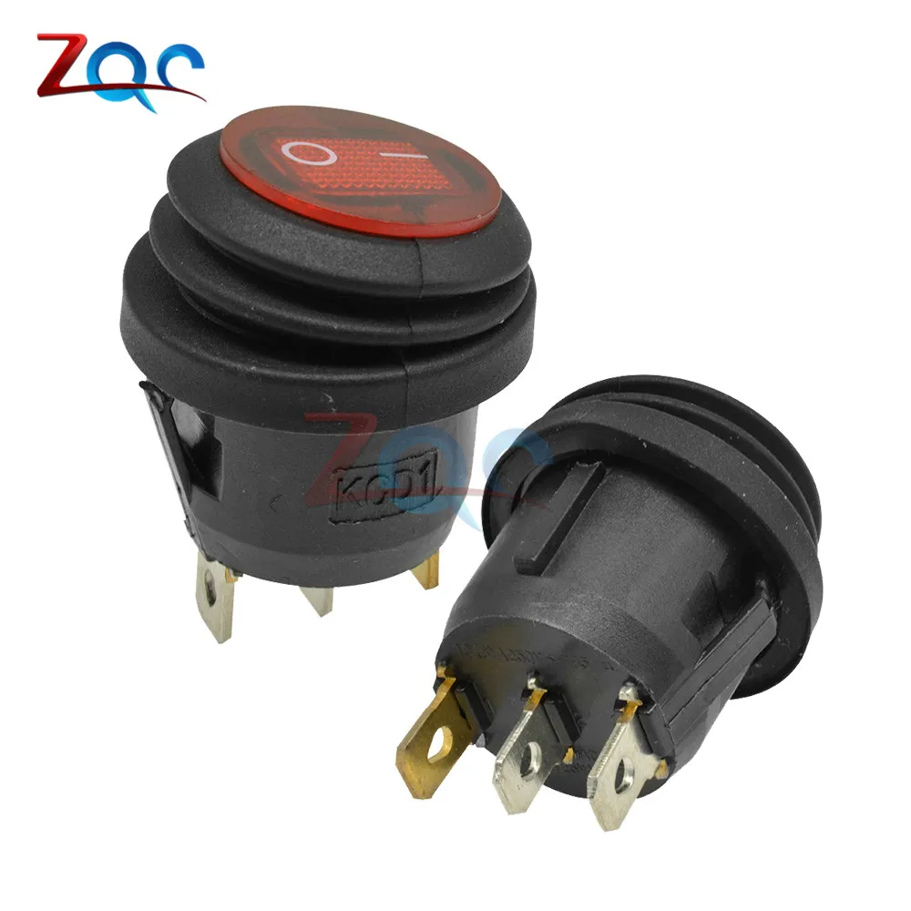 5 pz 20mm On-OFF 6A/250V 3 Pin sigillato impermeabile Auto barca Marine Round Toggle SPST interruttore a bilanciere pulsante con LED KCD1