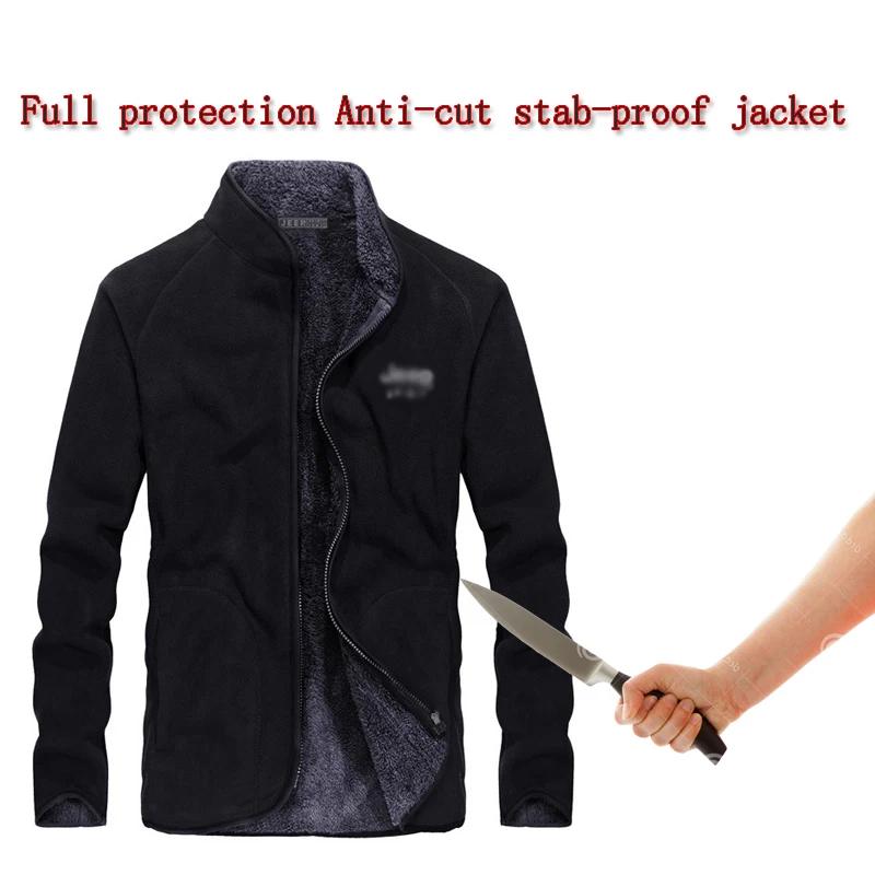 Plus velvet men safety clothing self-defense  Anti-cut anti-stab jacket stealth flexible protective military tactical supplies