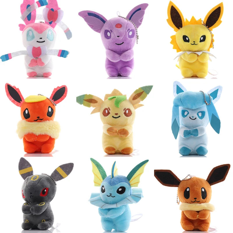 

9pcs/lot 11cm Pokemon Eevee Sylveon Vaporeon Espeon Umbreon Glaceon Jolteon Plush Pendant Soft Stuffed Toys Doll for Kids Gifts