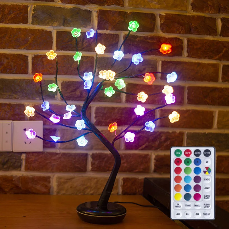 Blossom Bonsai Tree RGB con telecomando 16 albero cambia colore lampada da tavolo Home Room illuminata decorazioni natalizie