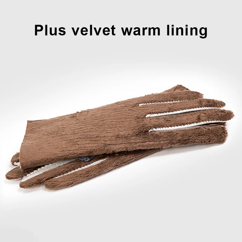 Guantes para conducción al aire libre para hombre, guantes cálidos de invierno, resistentes al viento, de cuero PU, resistentes al frío, además de terciopelo grueso con pantalla táctil, 2020