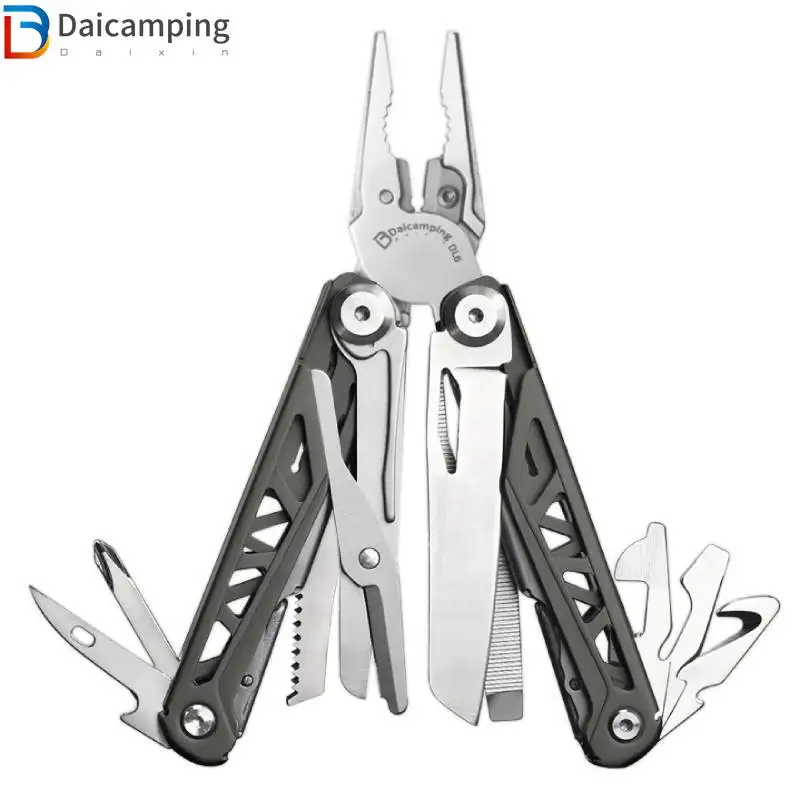 Daicamping-Alicates multiherramienta DL6 EDC Camping HRC78K, juego de herramientas de mano, cortador de Cable, cuchillo plegable multifuncional,