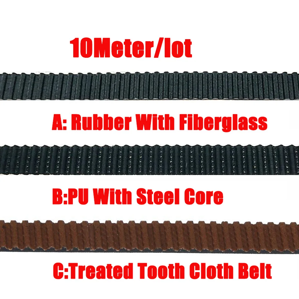 10M GT2 PU with Steel Core Rubber Fiberglass Timing Belt GT2 Belt Black Color 2GT Open Timing Belt 6mm Width for Ender 3 CR10