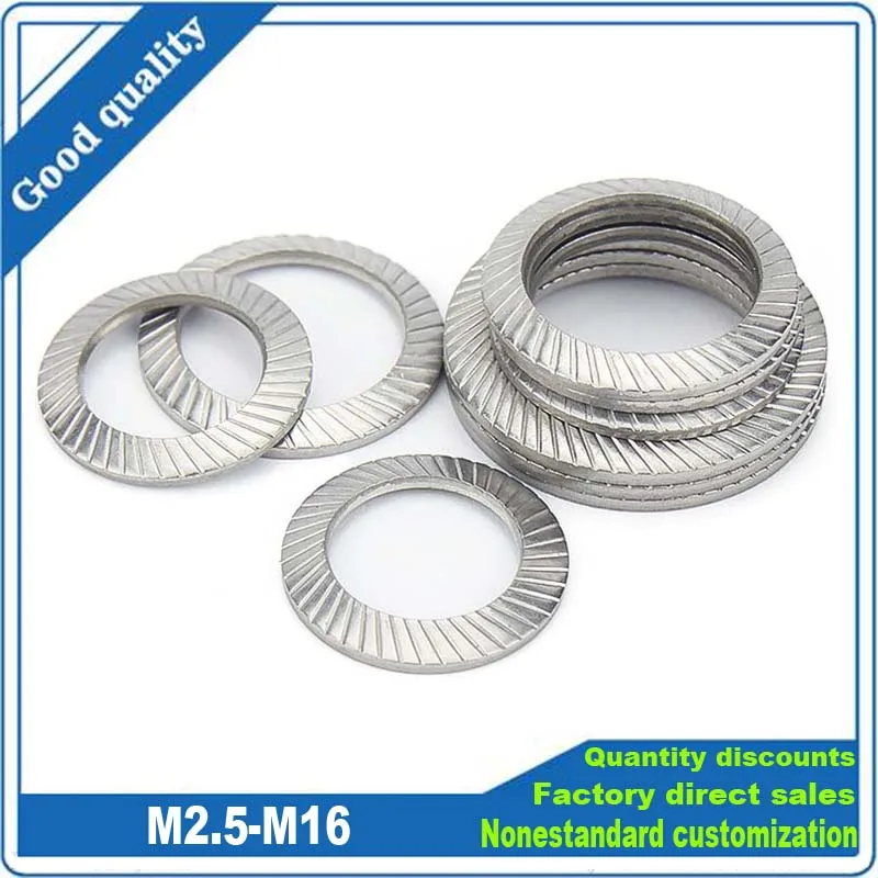 

10/50 M2.5 M3 M4 M5 M6 M8 M10 M12 M14 M16 DIN9250 A2 304 Stainless Steel Disc Spring Serrated Lock Washer Knurled Elastic Gasket