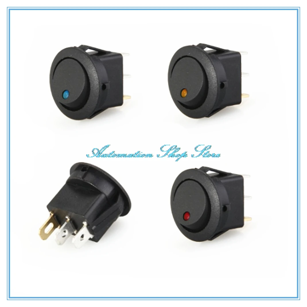 HOT 5Pcs Car 12V 3 Pin Round Rocker Dot  LED Light Toggle Switch SPST ON/OFF Sales