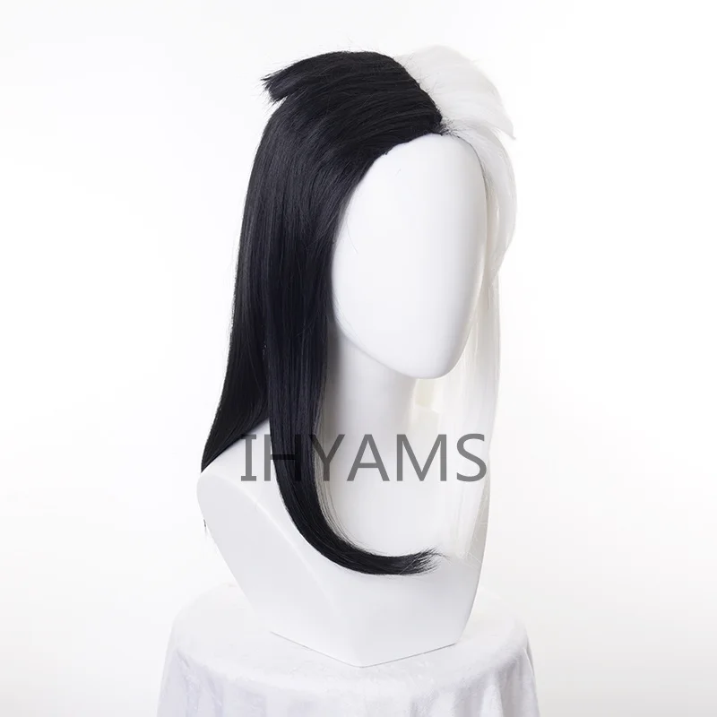 

CRUELLA de Vil Короткие черно-белые волосы Ms. Spot Deville Dalmations Термостойкие синтетические парики для косплея + шапочка для парика