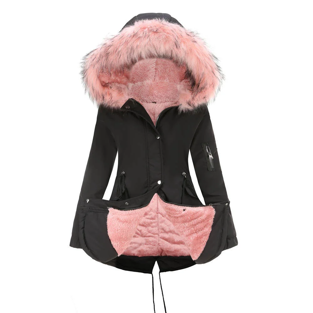 New Plus Size Winter Clothes Women's Hooded Faux Fur Jacket Thick Warm Plus Velvet Outwear 2024 Parkas Female Padded Coats