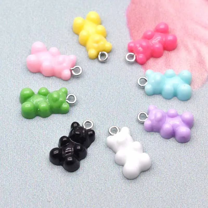 10pcs 11*21mm Candy Color Mini Bear Charms For DIY Decoration Earrings Necklace  Fashion Jewelry Accessories