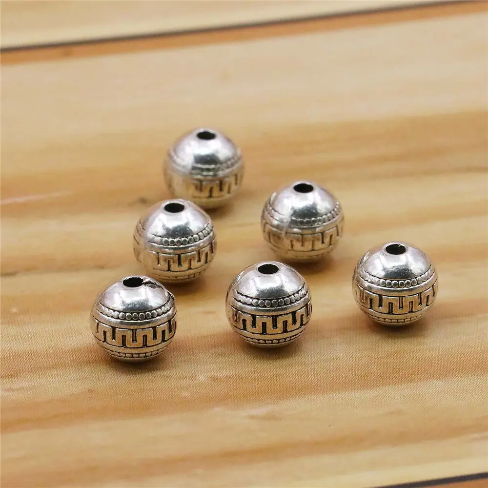 5PCS Alloy Round Spacers Hardware Fittings Accessory Silver-plate DIY Loose Beads Hand Maded Necklace Bracelet Jewelry