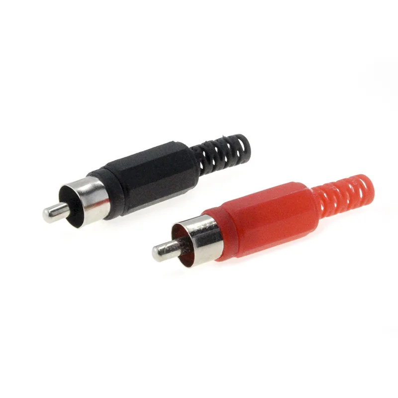 10 pcs/lot 5 Black 5 Red video RCA AV Plug Connectors Plastic Housing Stereo Audio Horn Plug Channel Dual Crimp Terminal DIY