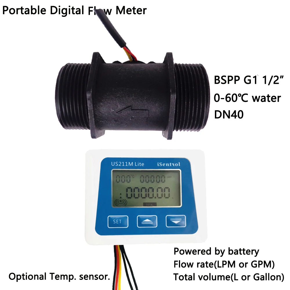 US211M Lite USN-HS121TA 5-150L/min Digital Flow Meter Flow Reader Compatible with all our hall effect water flow sensorn Saier