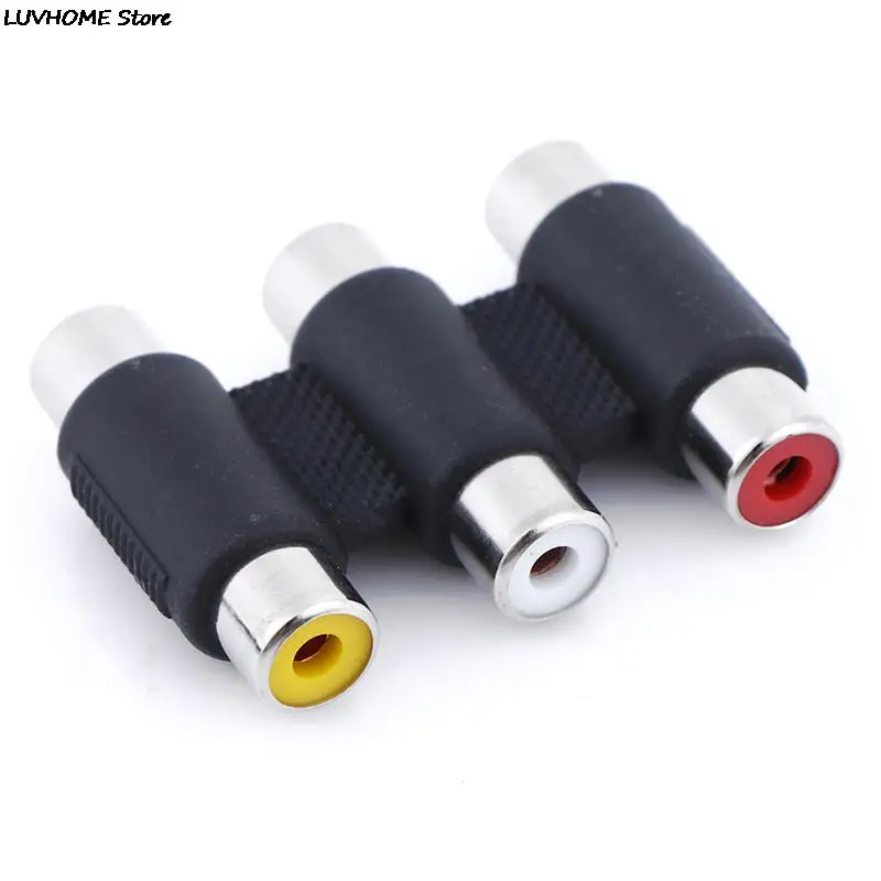 Multi-Functionele Audio Video Connector 3 Rca Av Coupler Mini 3RCA Vrouwelijke Aan Vrouwelijke Adapter Socket Extension Converter